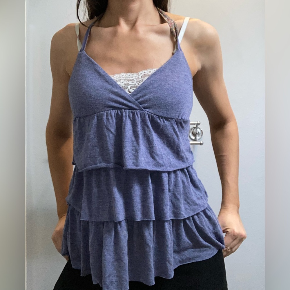Purple American Eagle Ruffle Tank Top